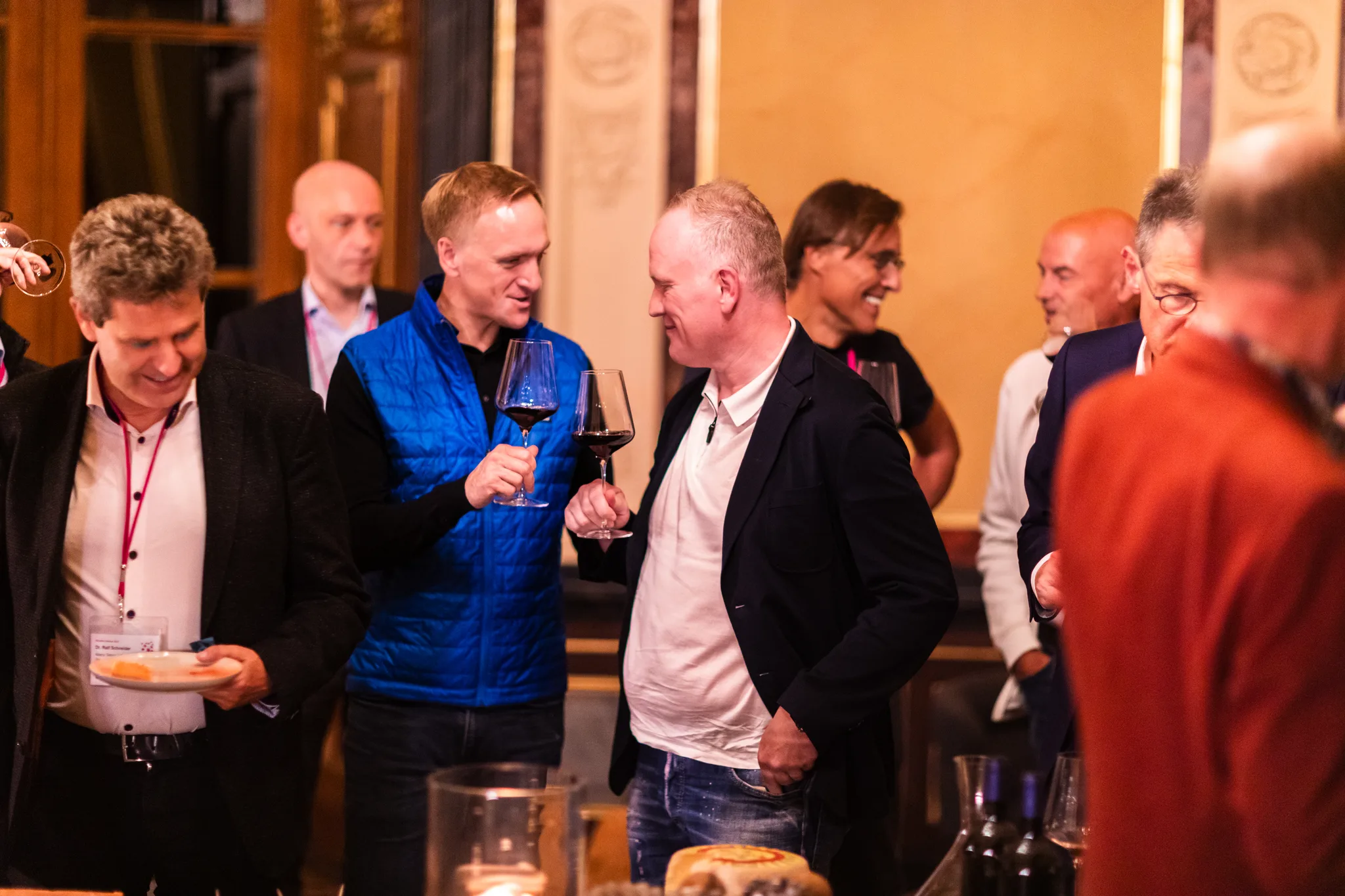 Weinprobe am Ende des ersten Tages